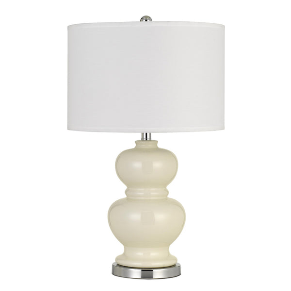 27 Ceramic Table Lamp with Hardback Style Shade White and Silver