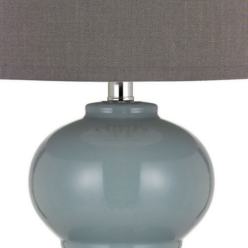 27" Ceramic Table Lamp with Hardback Style Shade Gray and Blue-zoom-