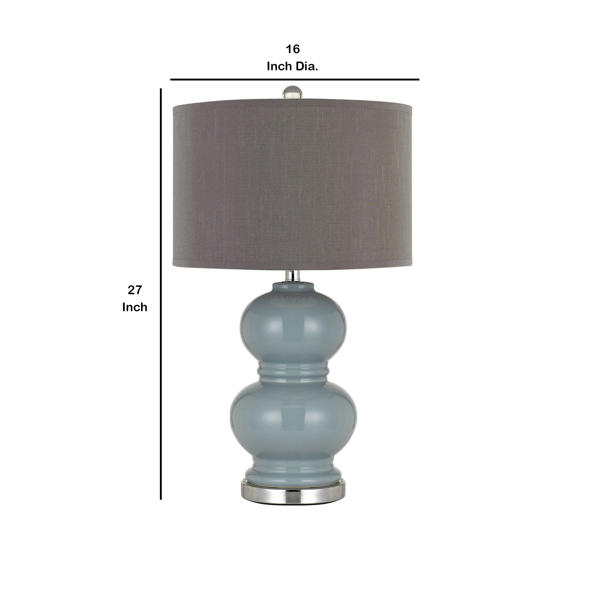 27" Ceramic Table Lamp with Hardback Style Shade Gray and Blue-zoom-5