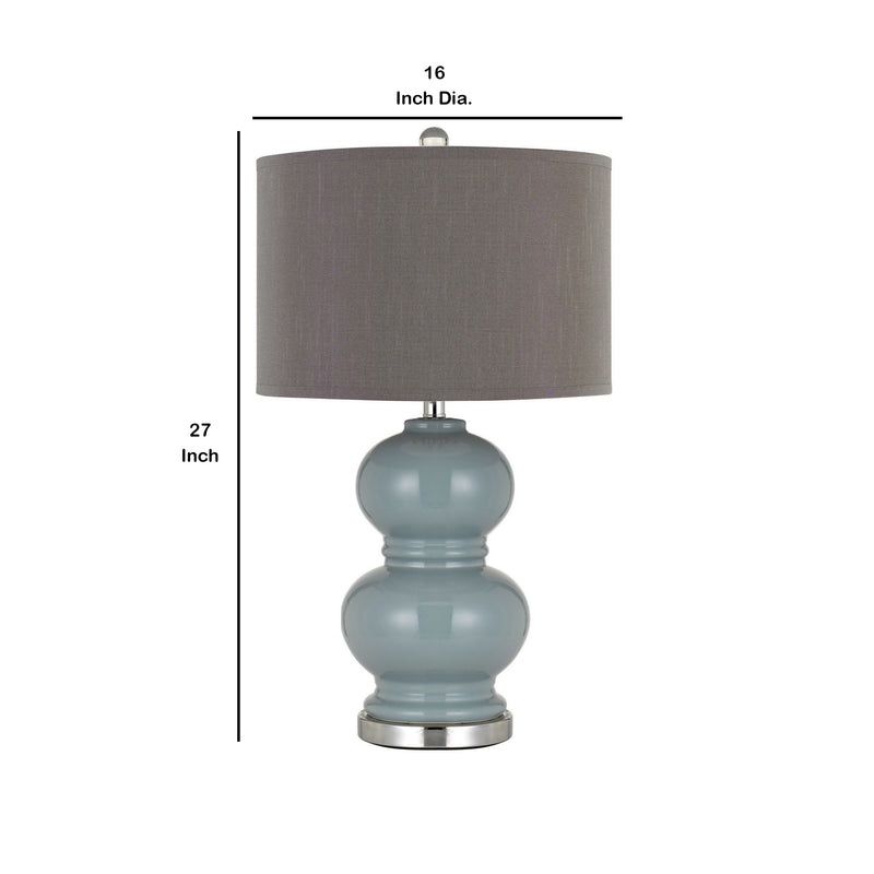 27" Ceramic Table Lamp with Hardback Style Shade Gray and Blue-zoom-