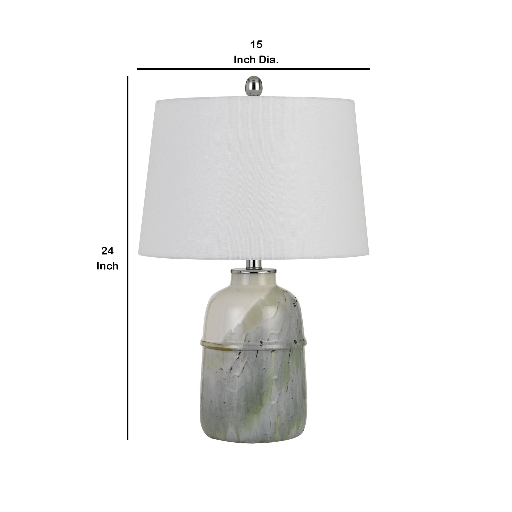 24" Ceramic Table Lamp with Pot Shaped Base Green and White-zoom-5