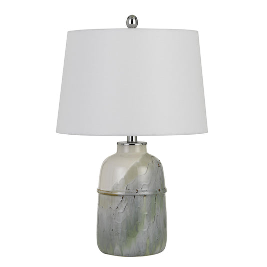 24" Ceramic Table Lamp with Pot Shaped Base Green and White