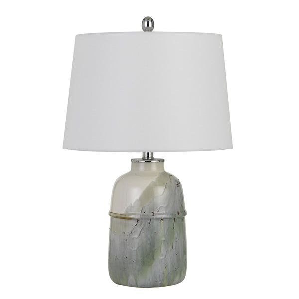 24 Ceramic Table Lamp with Pot Shaped Base Green and White