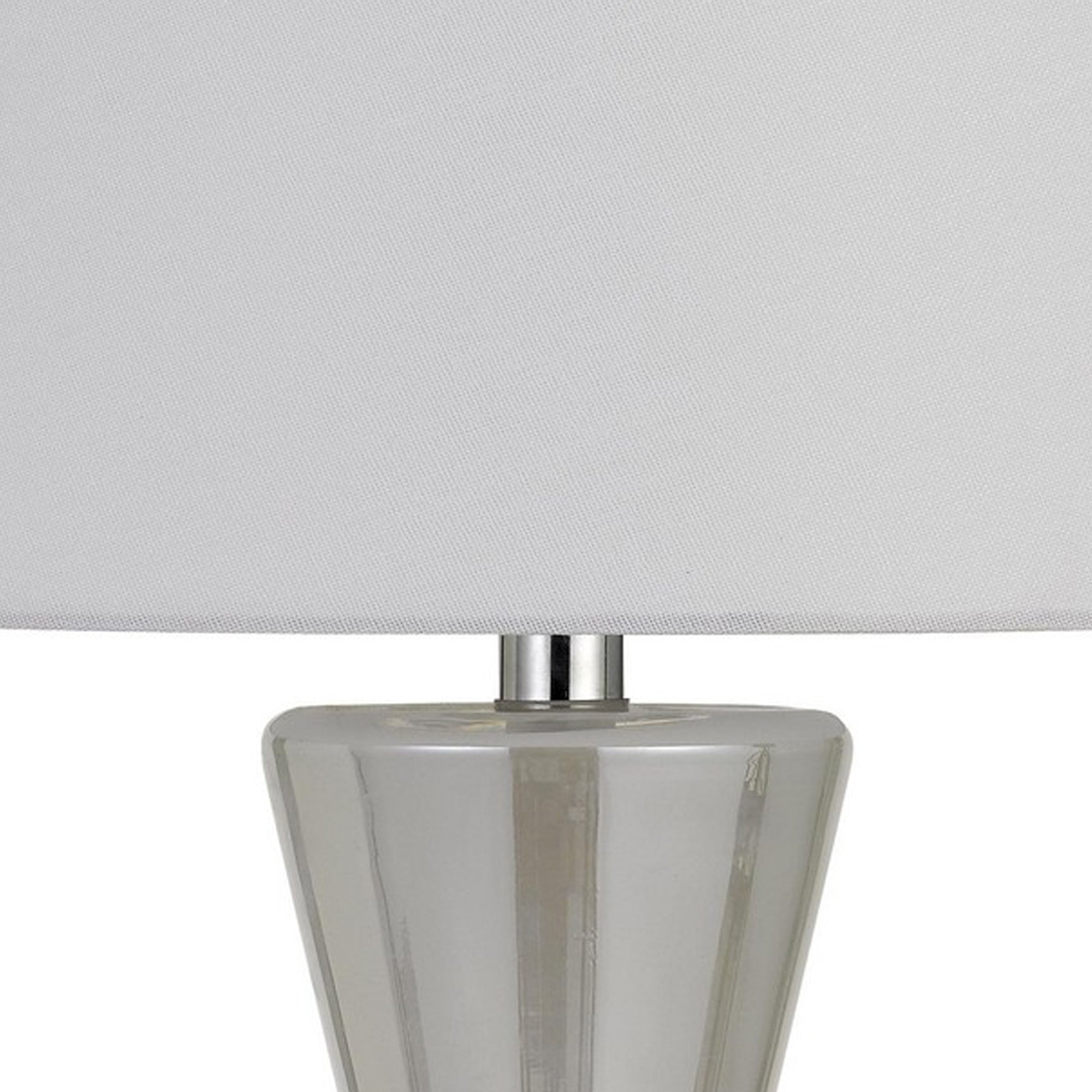 26" Glass Table Lamp with Hardback Shade Silver and White-zoom-2