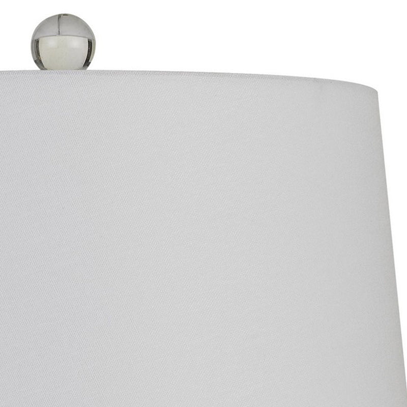 26" Glass Table Lamp with Hardback Shade Silver and White-zoom-