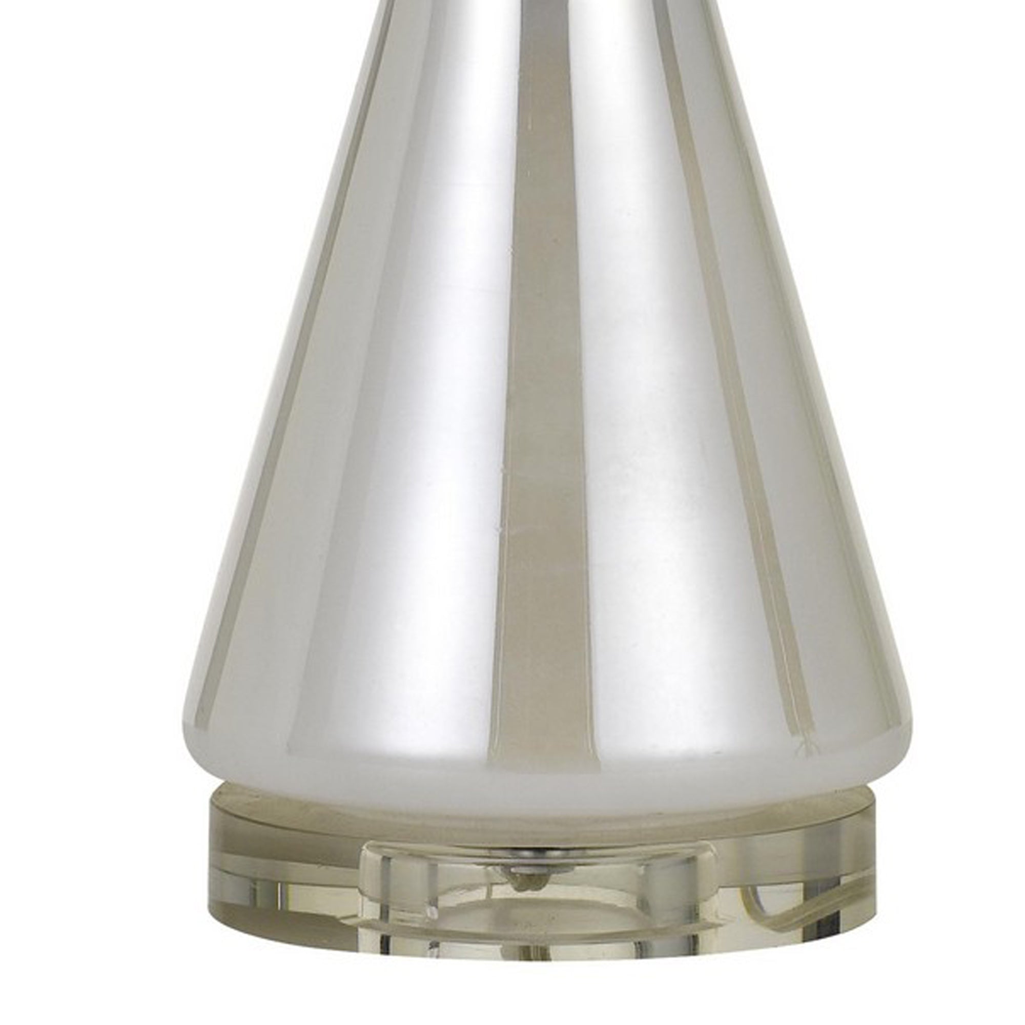26" Glass Table Lamp with Hardback Shade Silver and White-zoom-4