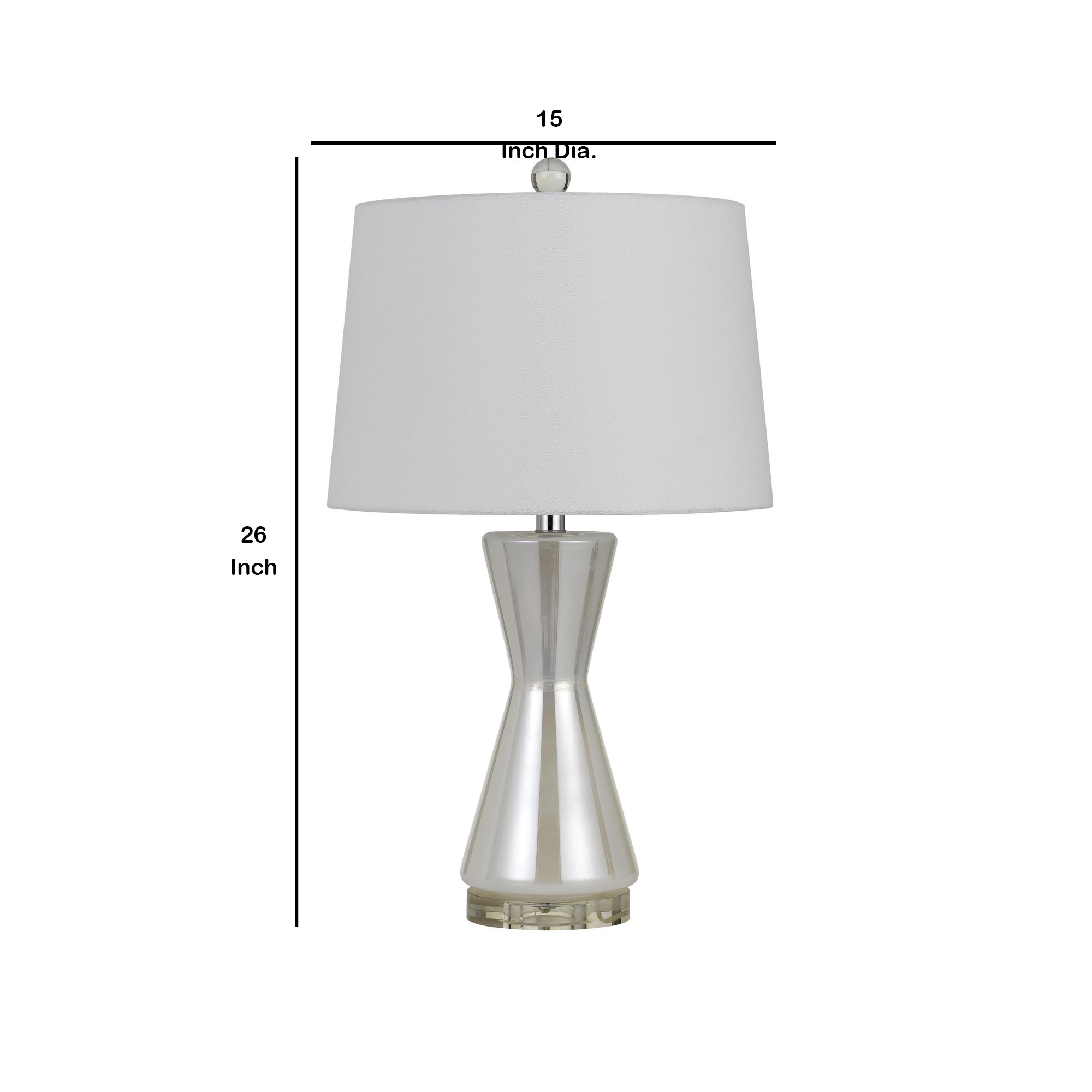 26" Glass Table Lamp with Hardback Shade Silver and White-zoom-5