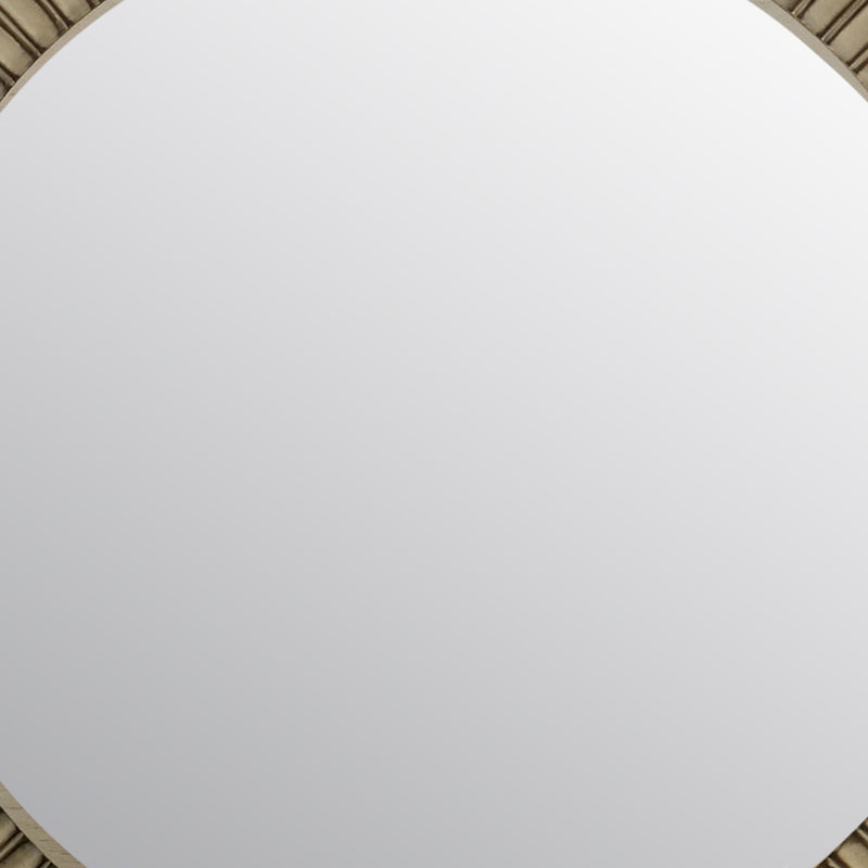 Traditional Style Round Mirror With Decorative Trim Edges White-zoom-