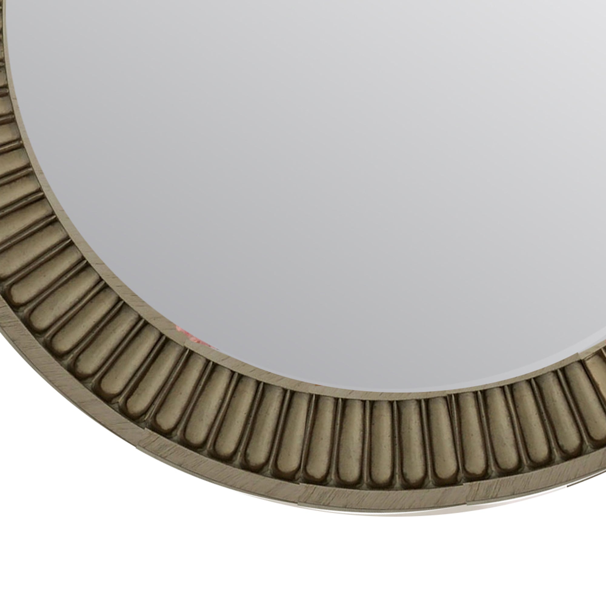 Traditional Style Round Mirror With Decorative Trim Edges White-zoom-4