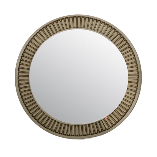 Traditional Style Round Mirror With Decorative Trim Edges White
