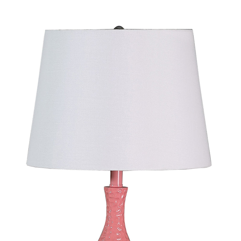 Pin Bowl Design Metal Table Lamp with Hammered Pattern Pink-zoom-