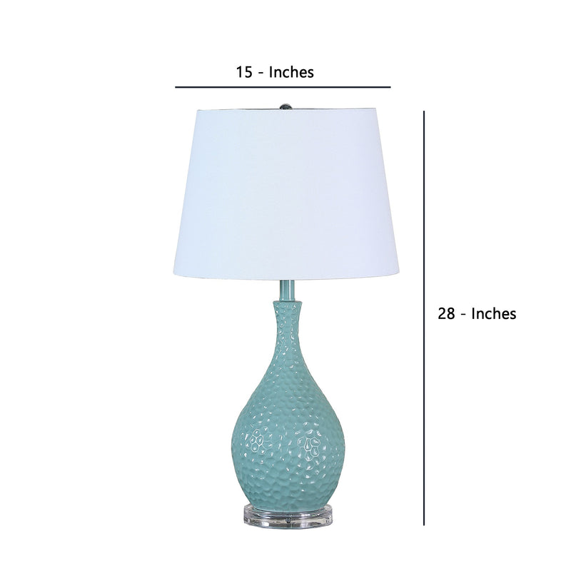 Pin Bowl Design Metal Table Lamp with Hammered Pattern Blue-zoom-