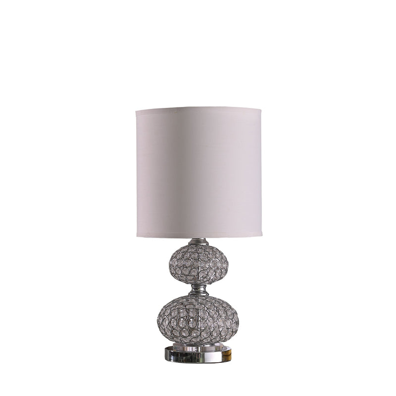Stacked Ball Design Metal Table Lamp with Crystal Accents Silver-zoom-