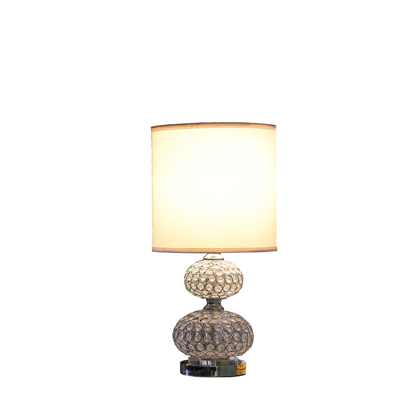 Stacked Ball Design Metal Table Lamp with Crystal Accents Silver-zoom-