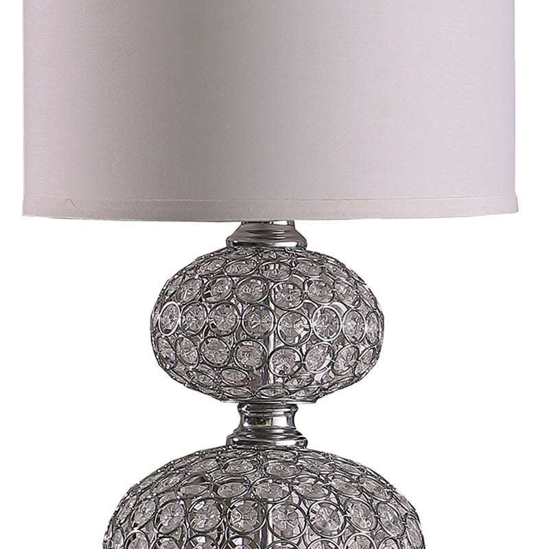 Stacked Ball Design Metal Table Lamp with Crystal Accents Silver-zoom-