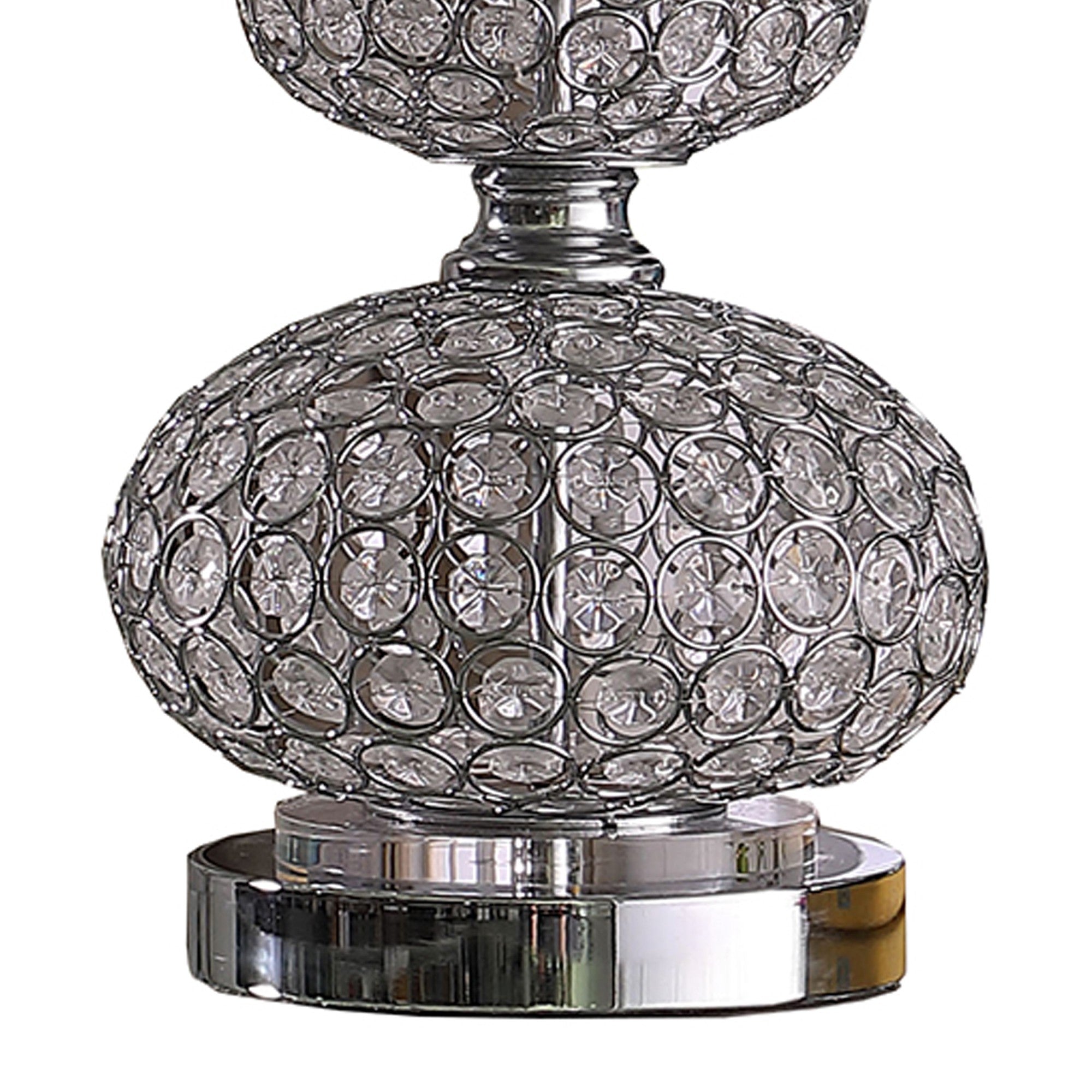Stacked Ball Design Metal Table Lamp with Crystal Accents Silver-zoom-4