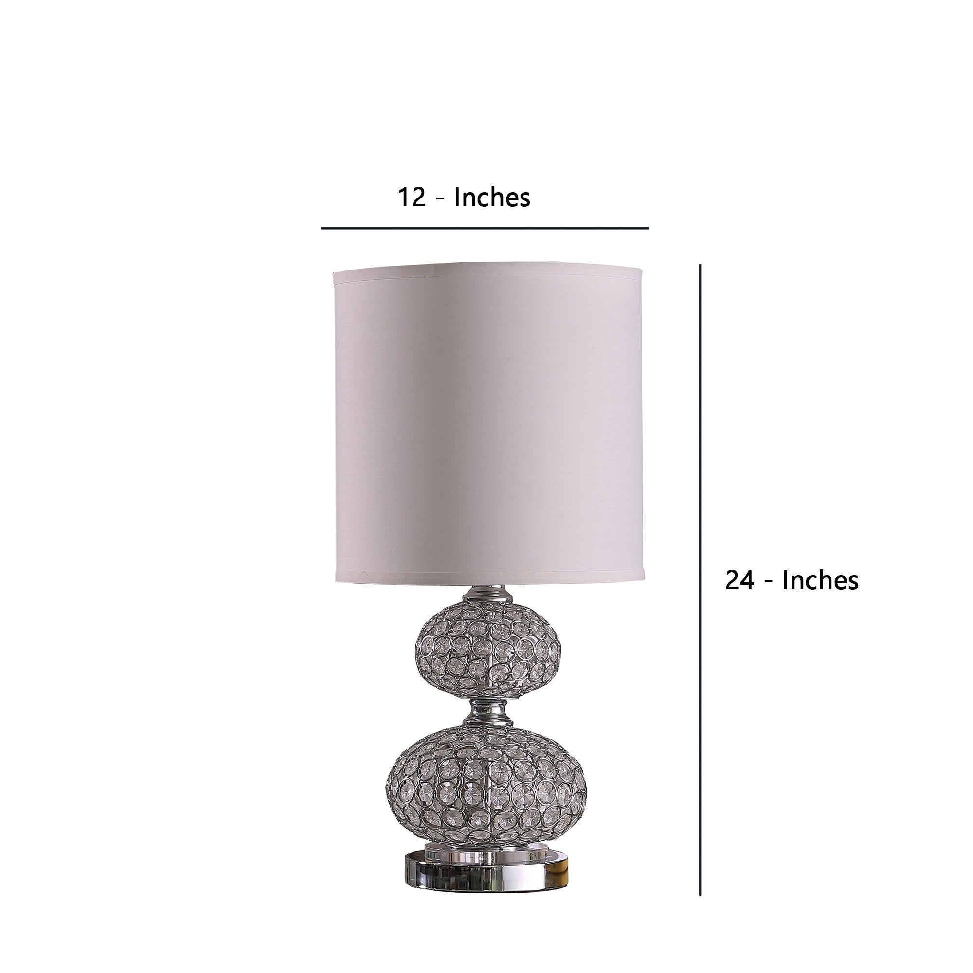 Stacked Ball Design Metal Table Lamp with Crystal Accents Silver-zoom-5