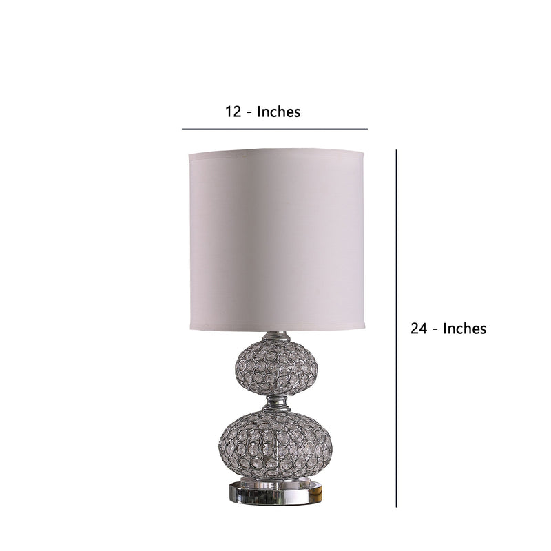 Stacked Ball Design Metal Table Lamp with Crystal Accents Silver-zoom-