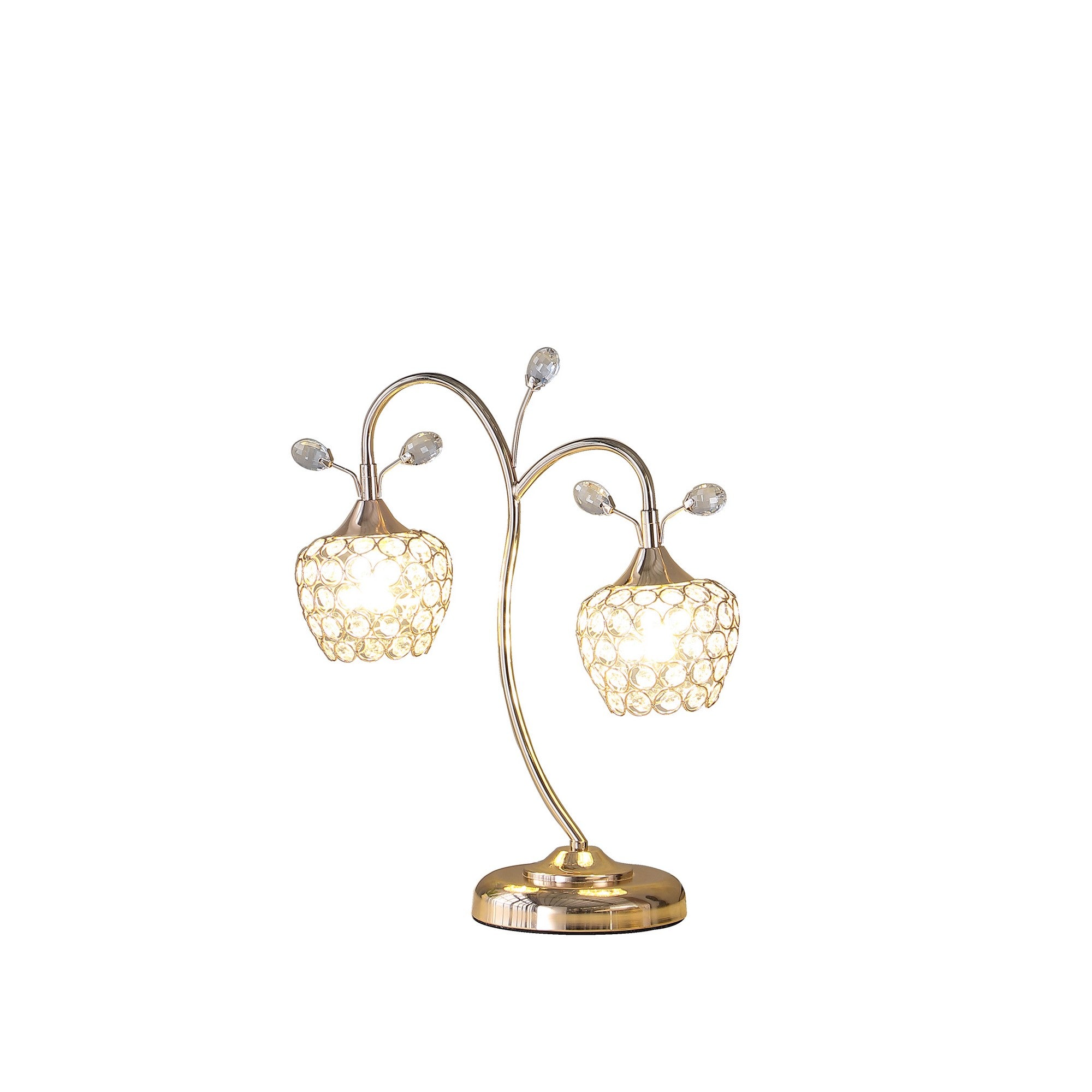 Floral Tree Design Metal Table Lamp with Dome Shade and Crystals Gold-zoom-2