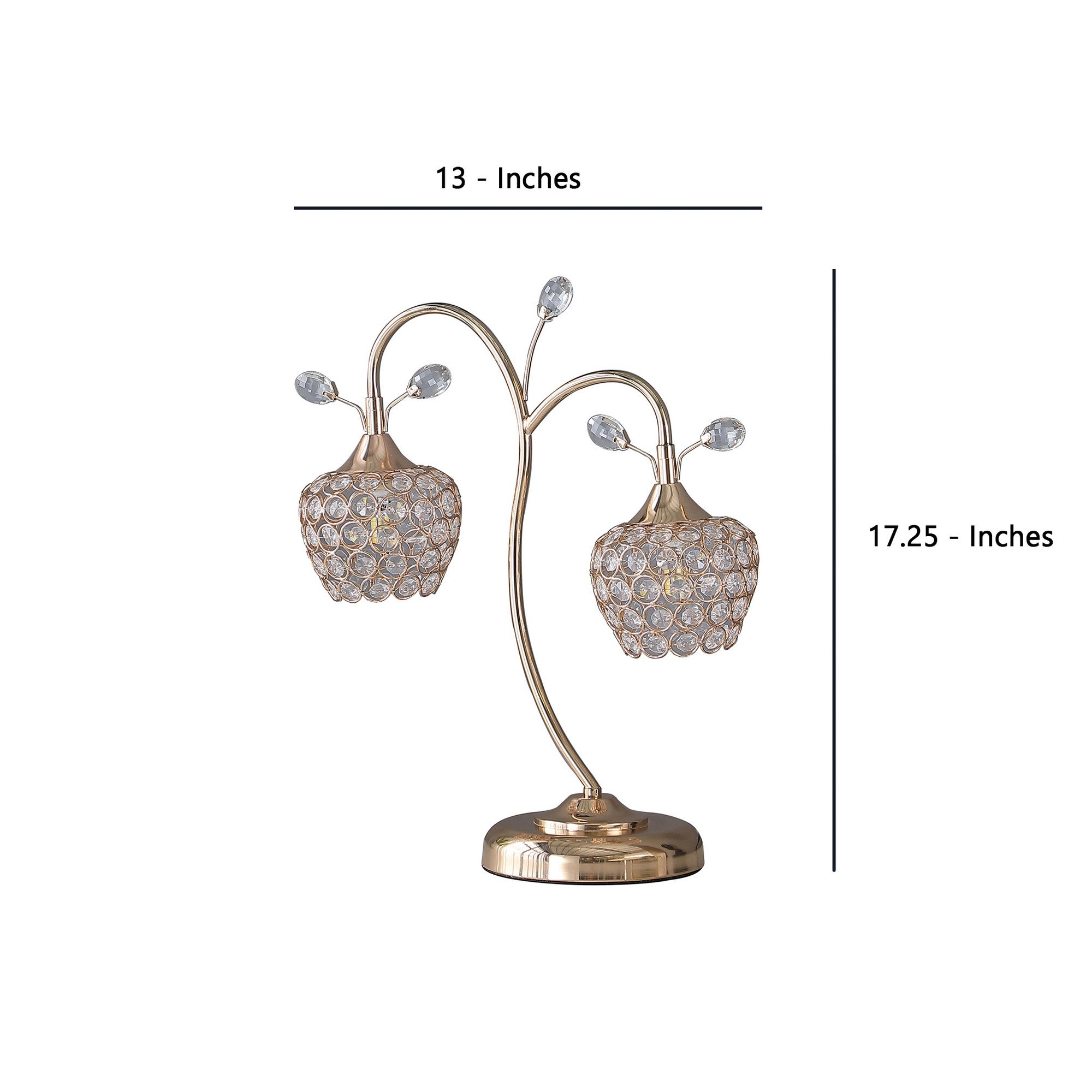 Floral Tree Design Metal Table Lamp with Dome Shade and Crystals Gold-zoom-5