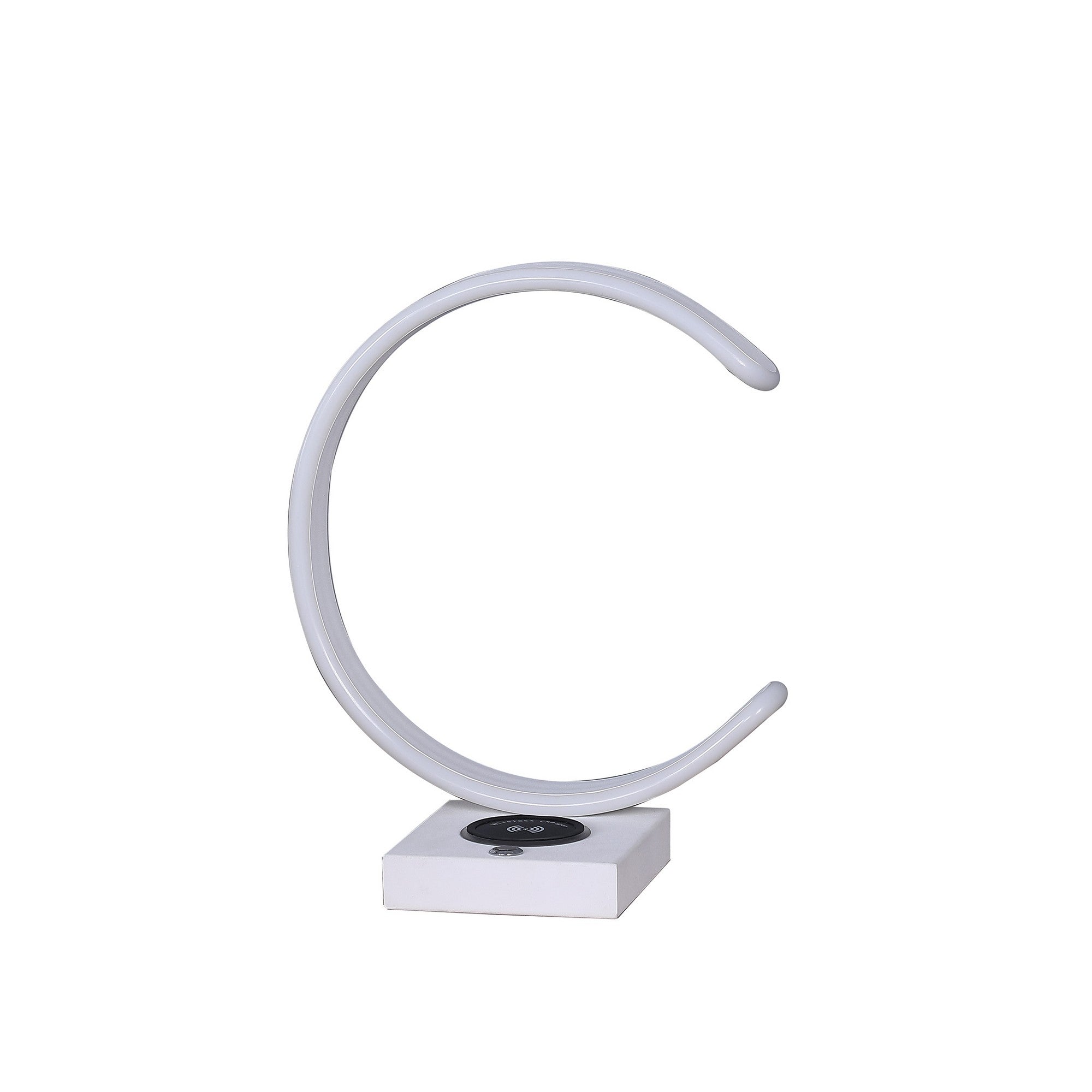 Metal C Shaped Table Lamp with USB Plugin White-zoom-1