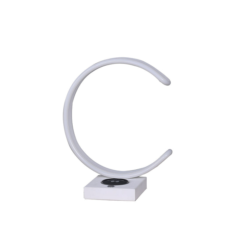 Metal C Shaped Table Lamp with USB Plugin White-zoom-