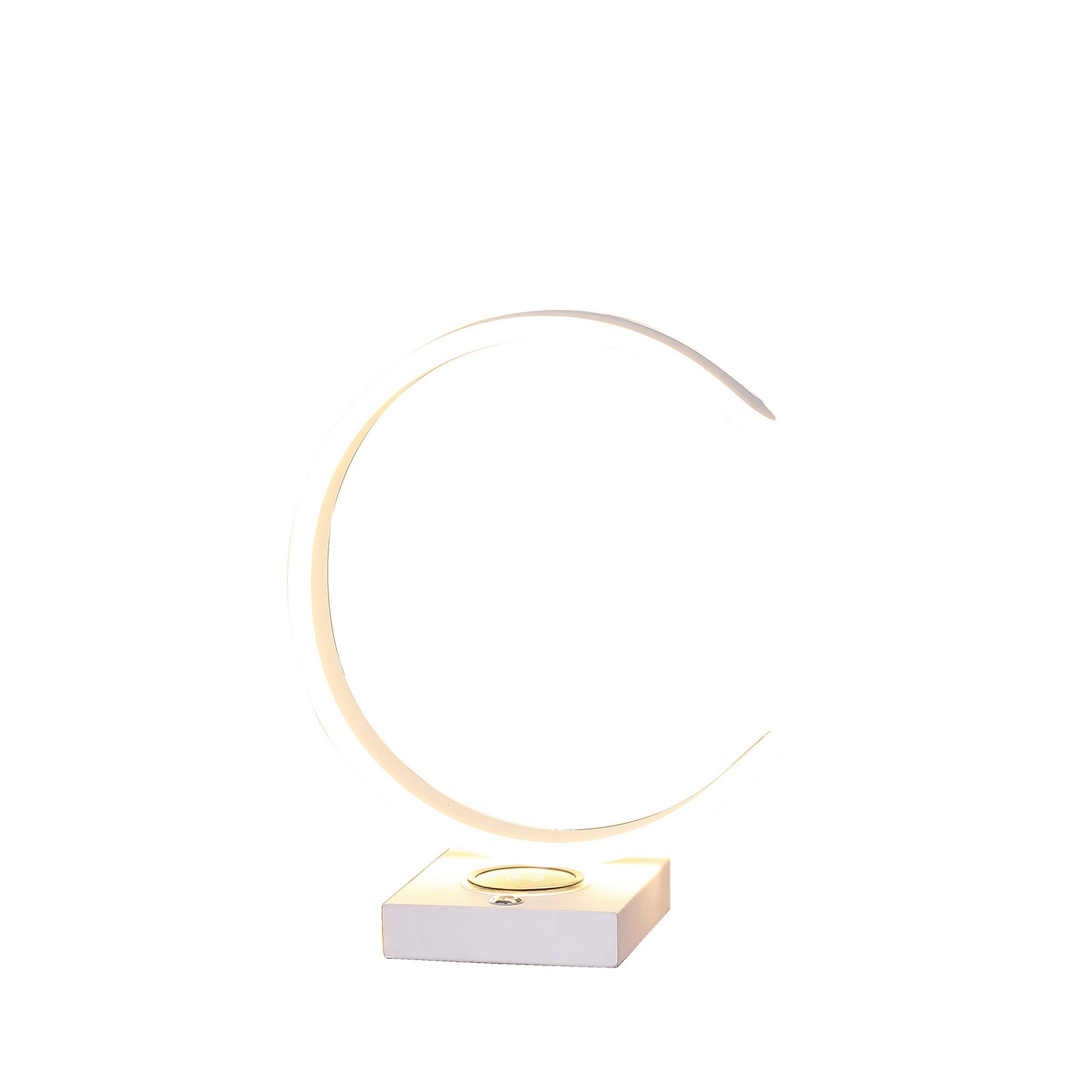Metal C Shaped Table Lamp with USB Plugin White-zoom-2
