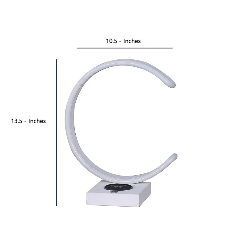 Metal C Shaped Table Lamp with USB Plugin White-zoom-