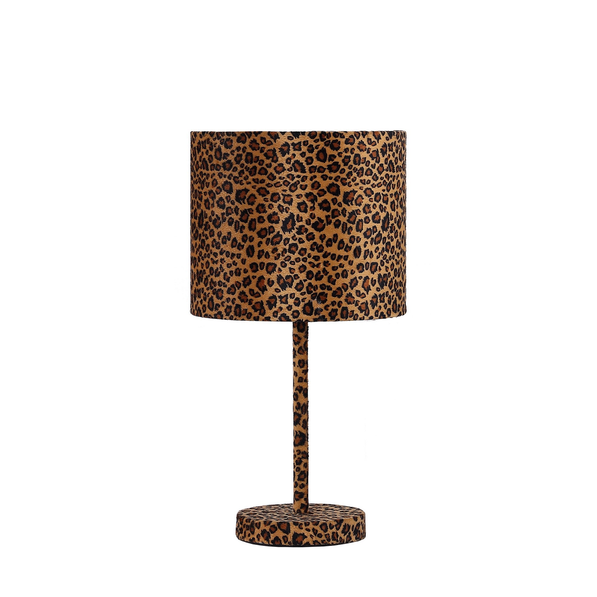 Fabric Wrapped Table Lamp with Dotted Animal Print Brown and Black-zoom-1