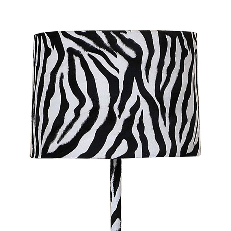Fabric Wrapped Floor Lamp With Animal Print White And Black-zoom-