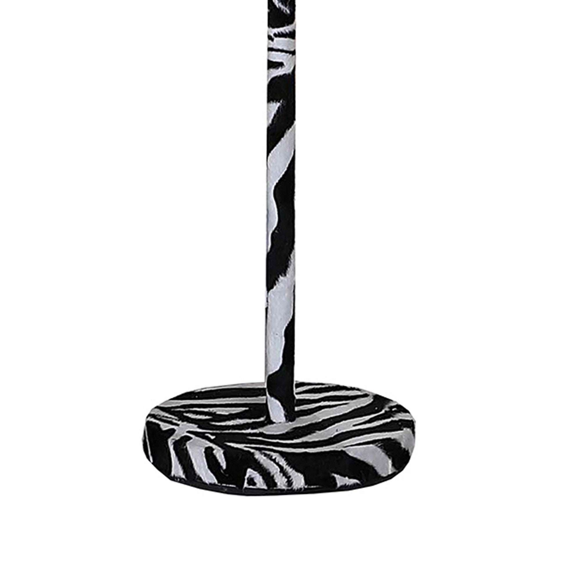 Fabric Wrapped Floor Lamp With Animal Print White And Black-zoom-4