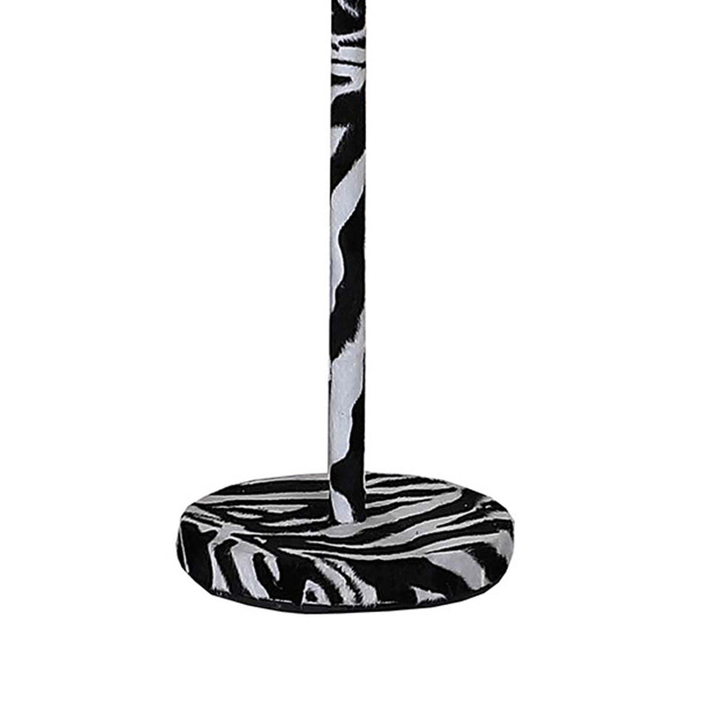 Fabric Wrapped Floor Lamp With Animal Print White And Black-zoom-