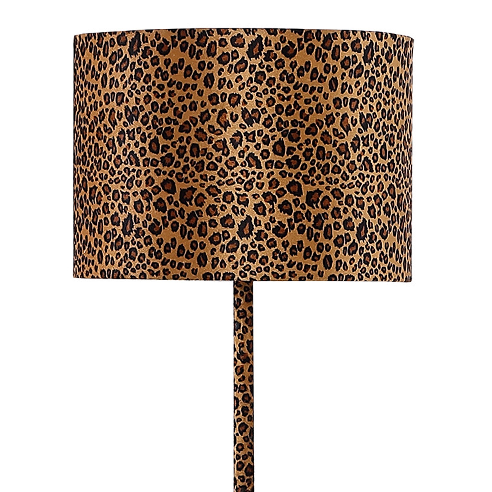 Fabric Wrapped Floor Lamp With Dotted Animal Print Brown And Black-zoom-3