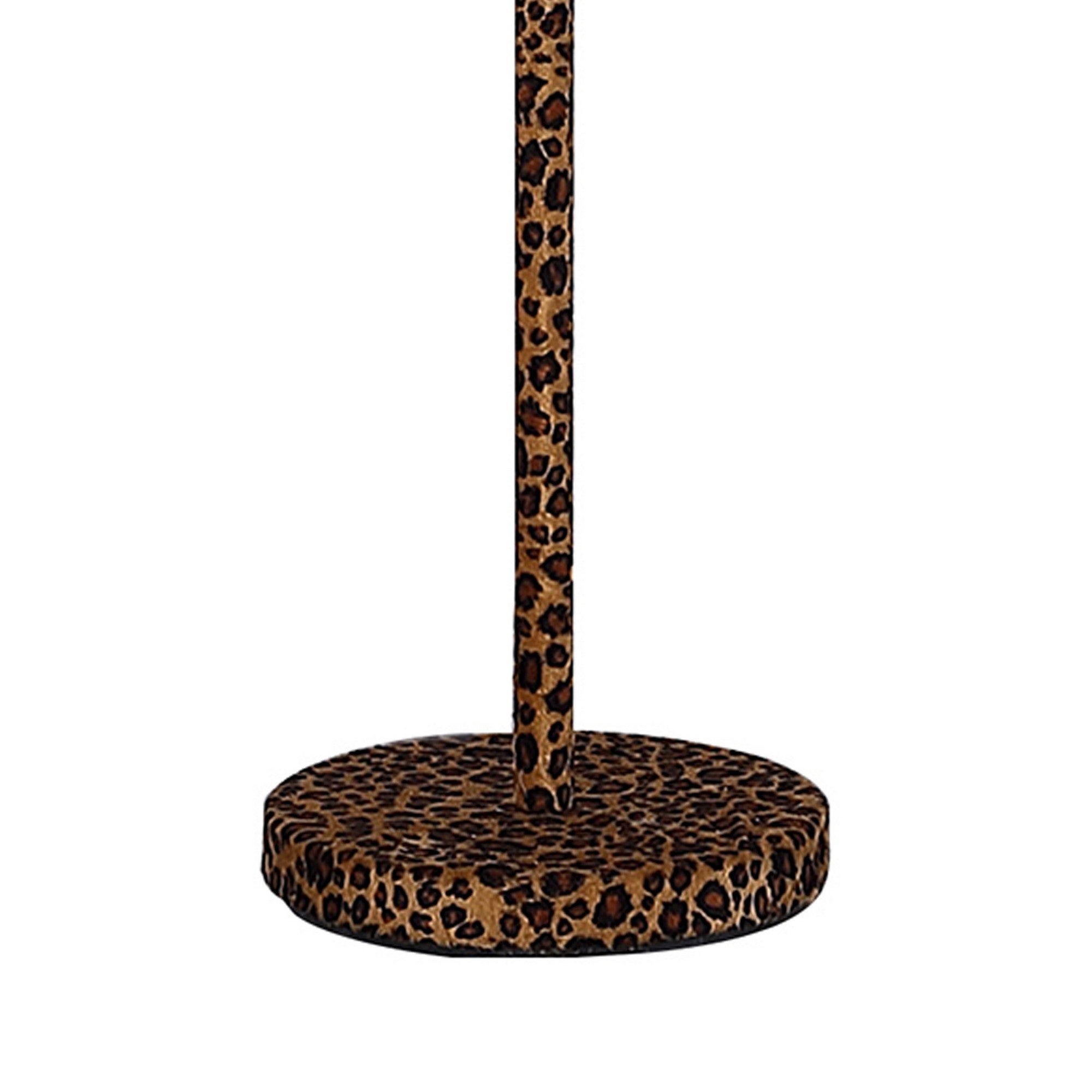Fabric Wrapped Floor Lamp With Dotted Animal Print Brown And Black-zoom-4