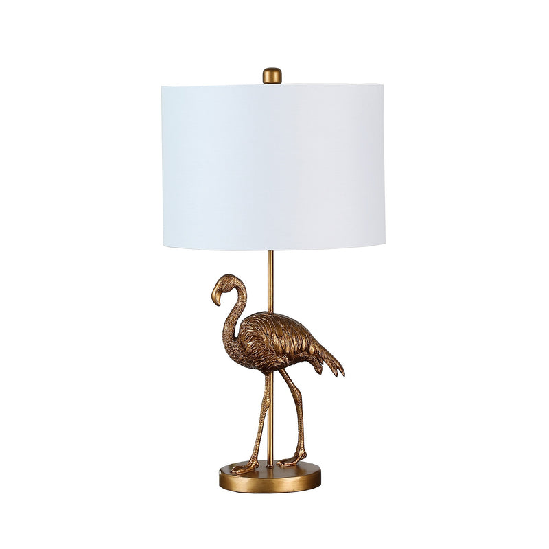 Polyresin Standing Flamingo Design Table Lamp with Round Base Gold-zoom-