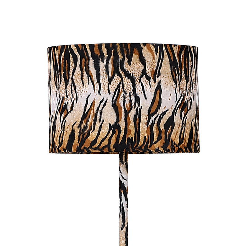 Fabric Wrapped Floor Lamp With Animal Print Yellow And Black-zoom-