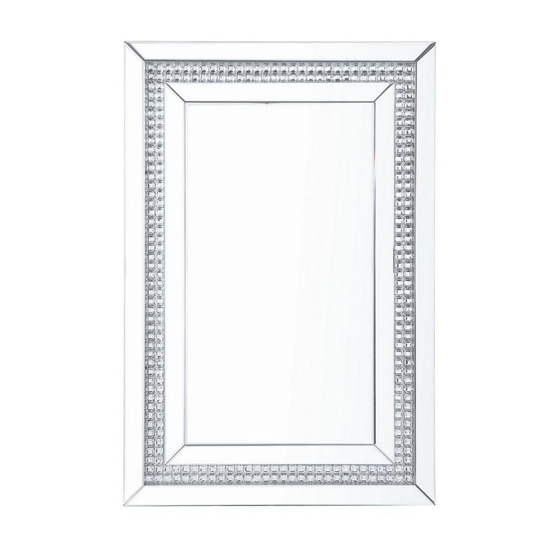 Rectangular Mirrored Wall Decor With Faux Crystals Silver-zoom-