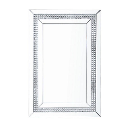 Rectangular Mirrored Wall Decor With Faux Crystals Silver