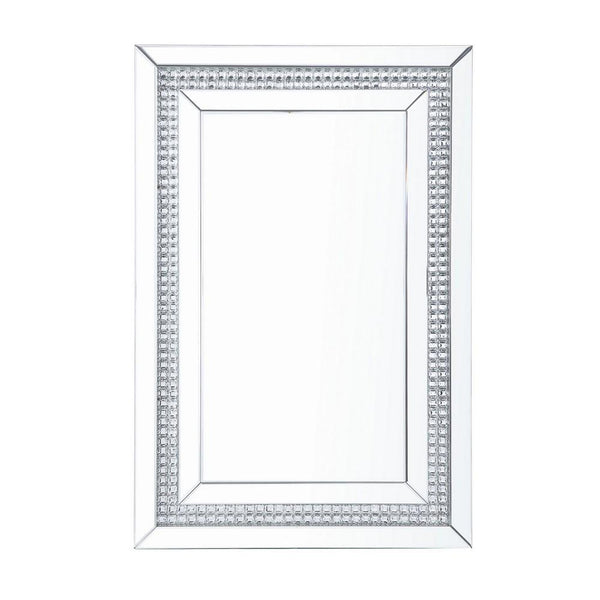 Rectangular Mirrored Wall Decor With Faux Crystals Silver