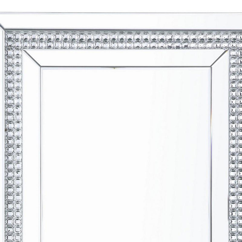 Rectangular Mirrored Wall Decor With Faux Crystals Silver-zoom-