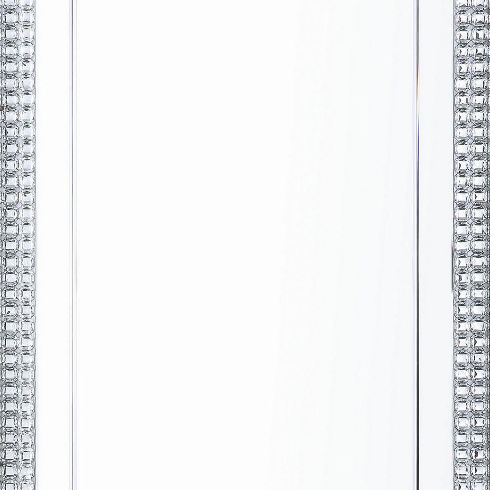 Rectangular Mirrored Wall Decor With Faux Crystals Silver-zoom-3