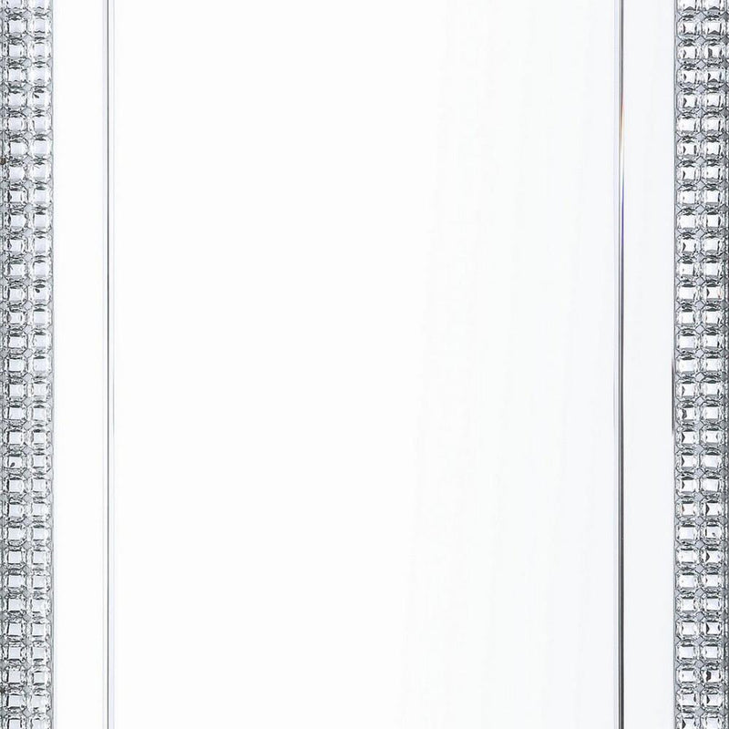 Rectangular Mirrored Wall Decor With Faux Crystals Silver-zoom-