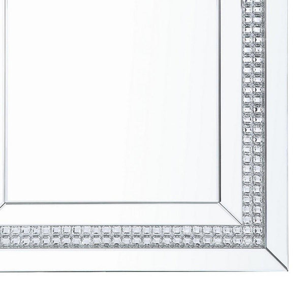Rectangular Mirrored Wall Decor With Faux Crystals Silver-zoom-