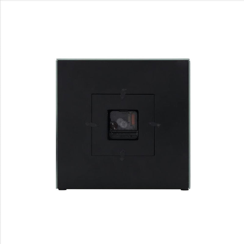 Square Mirrored Accent Clock With Faux Diamond Inlays Silver-zoom-