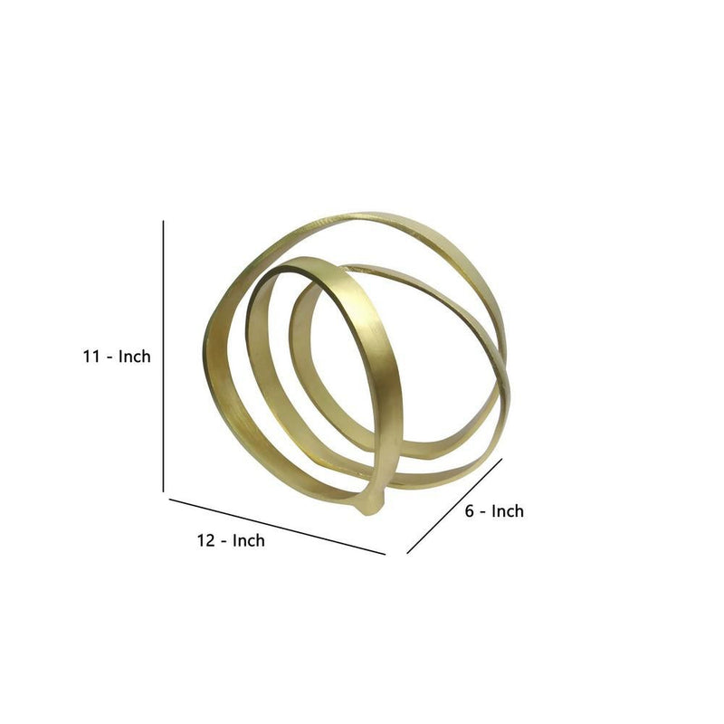 Concentric Circle Design Metal Table Decor Gold-zoom-