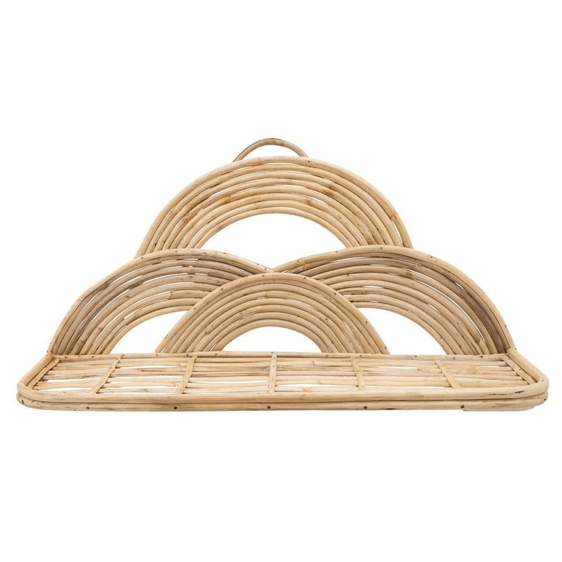 Rattan Wall Decor Tray With Semicircular Accents Brown-zoom-
