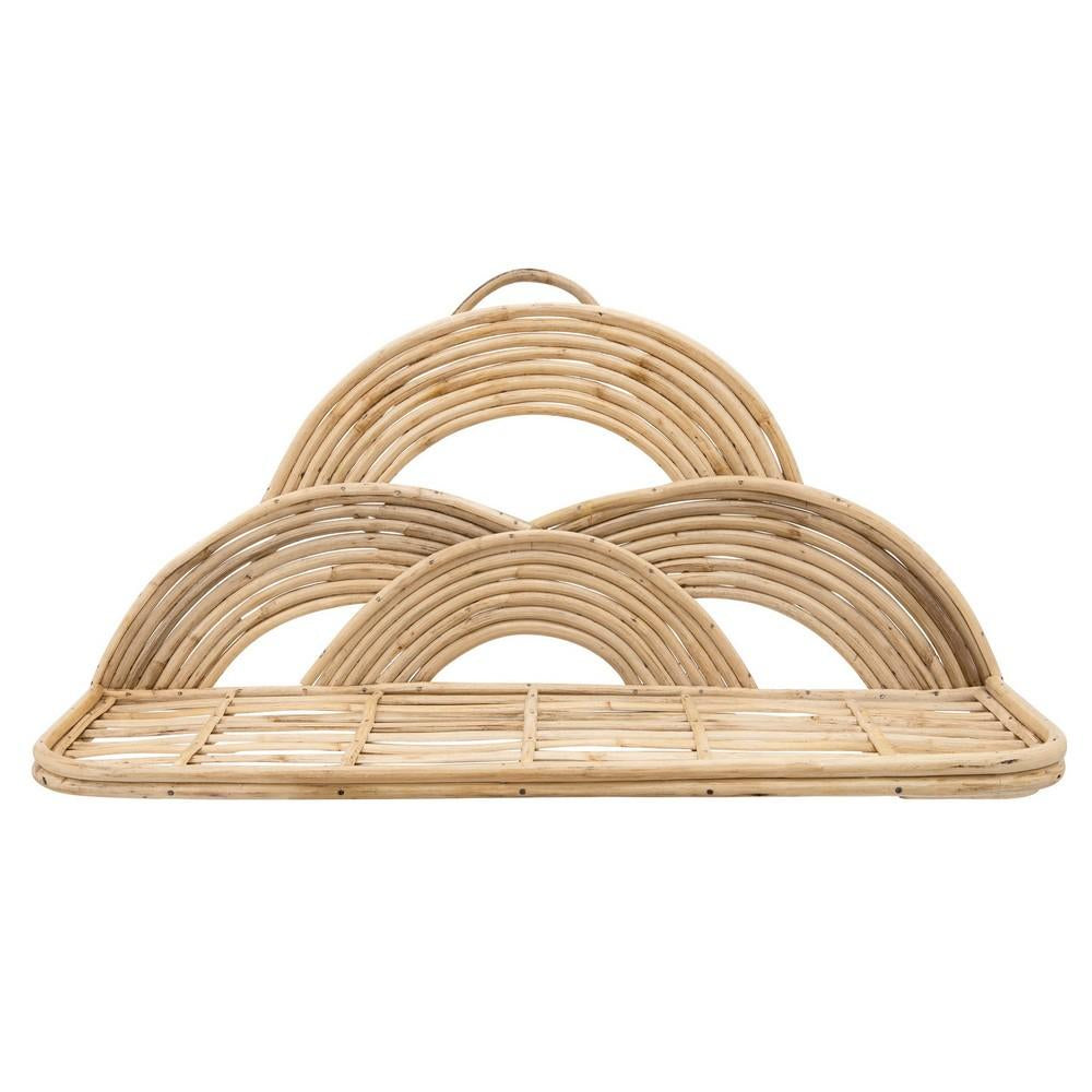 Rattan Wall Decor Tray With Semicircular Accents Brown