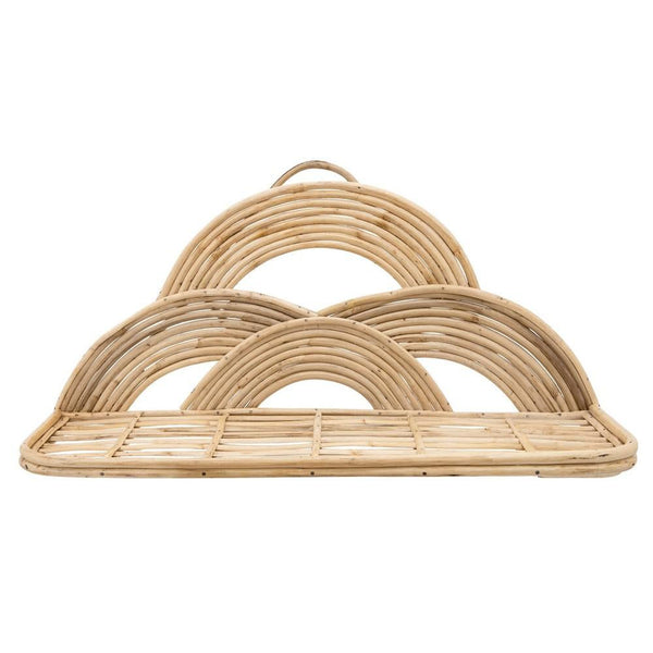 Rattan Wall Decor Tray With Semicircular Accents Brown