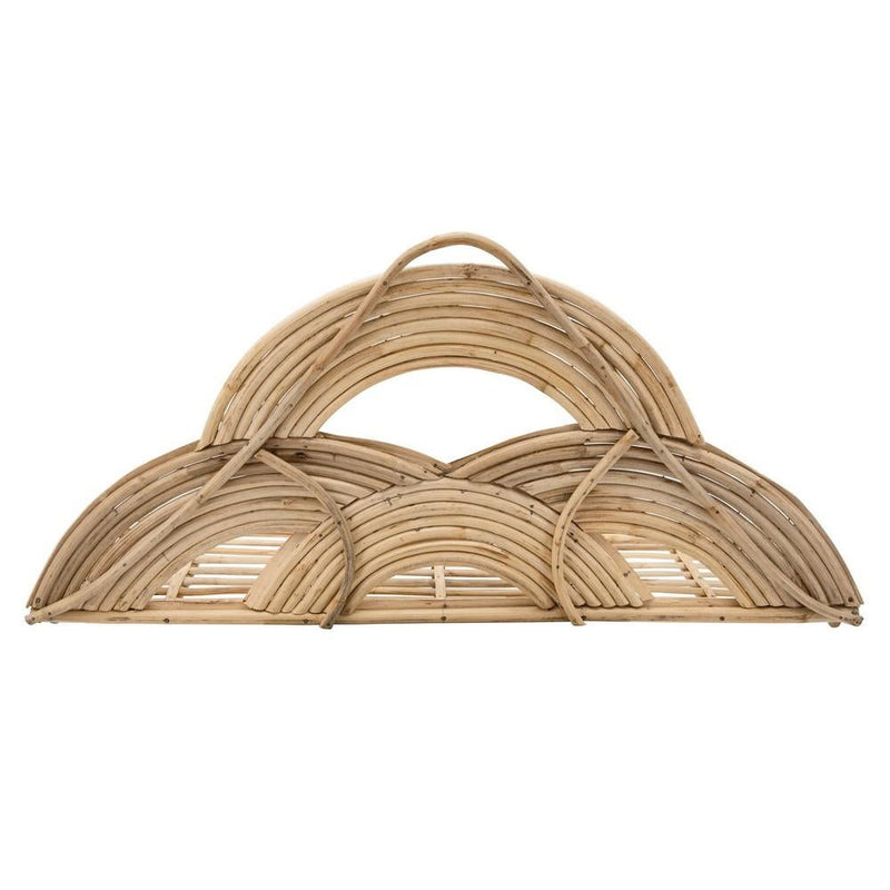 Rattan Wall Decor Tray With Semicircular Accents Brown-zoom-