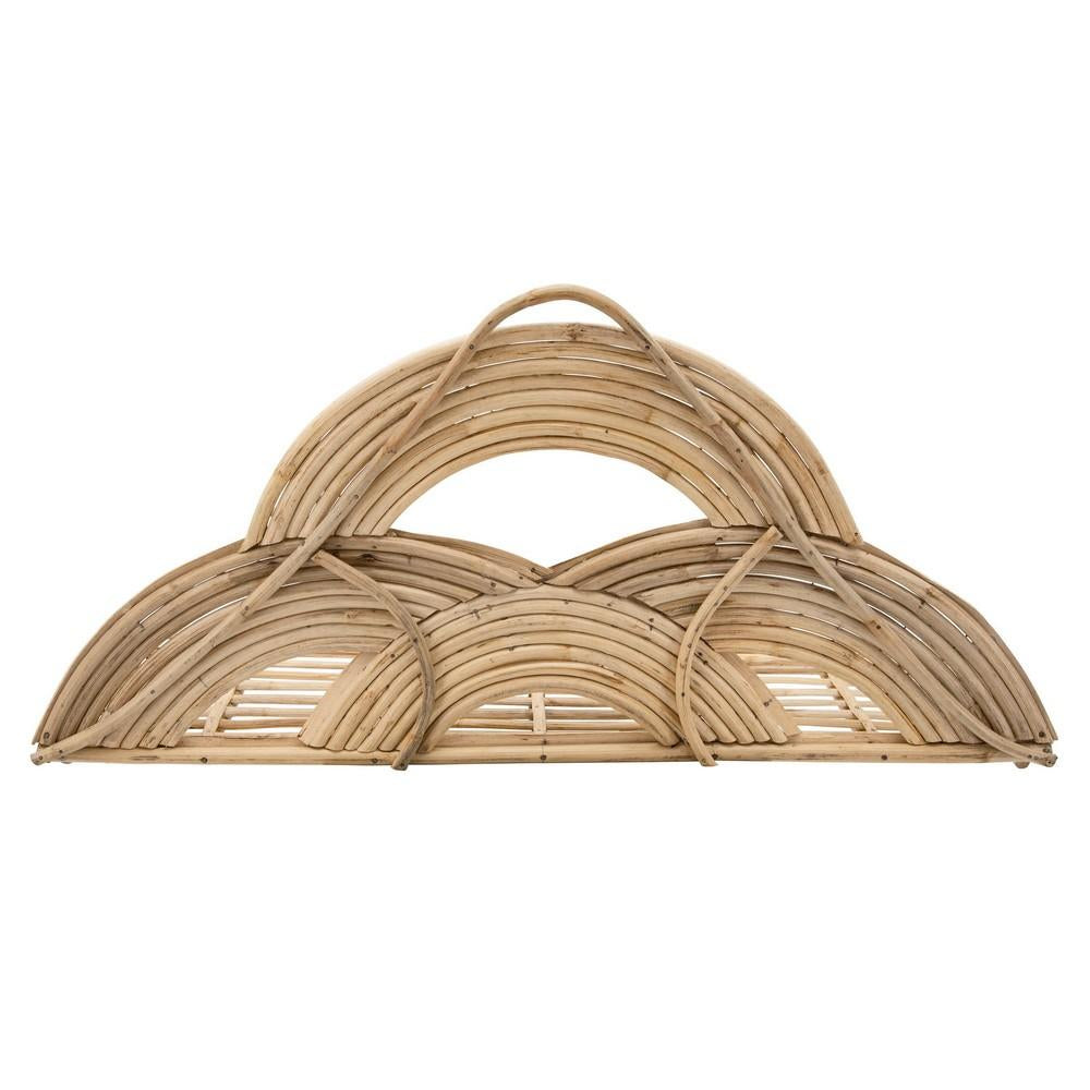 Rattan Wall Decor Tray With Semicircular Accents Brown